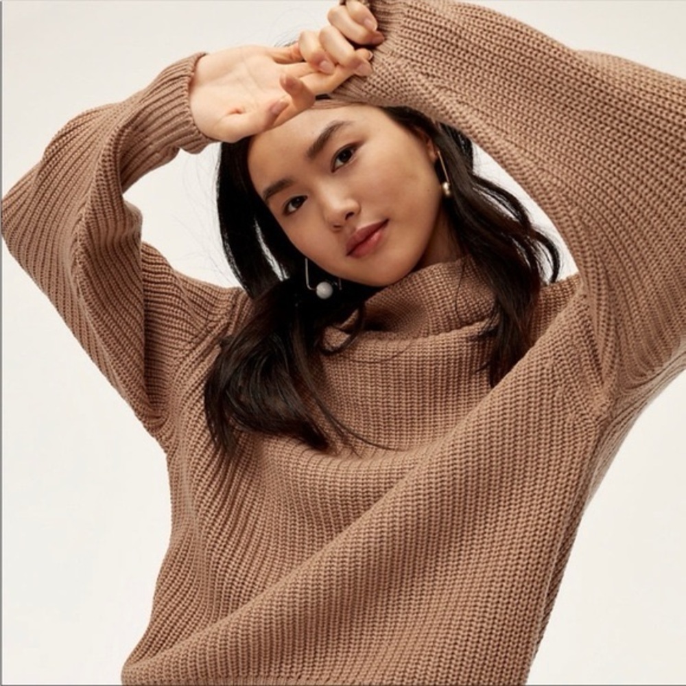 Aritzia Wilfred Montpellier Turtleneck Sweater in Tan size XS Merino Wool - Picture 11 of 12